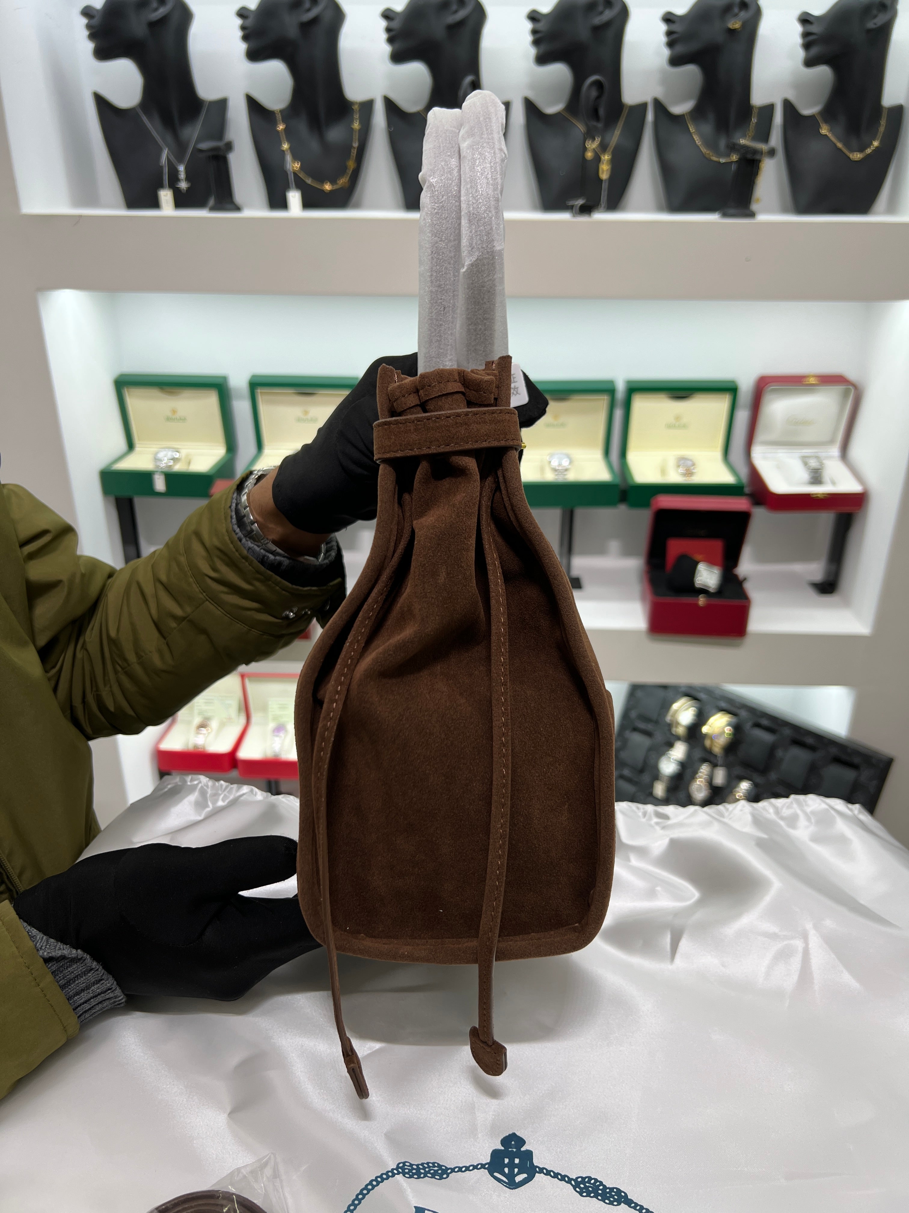 Suede Belted Top-Handle large Bag