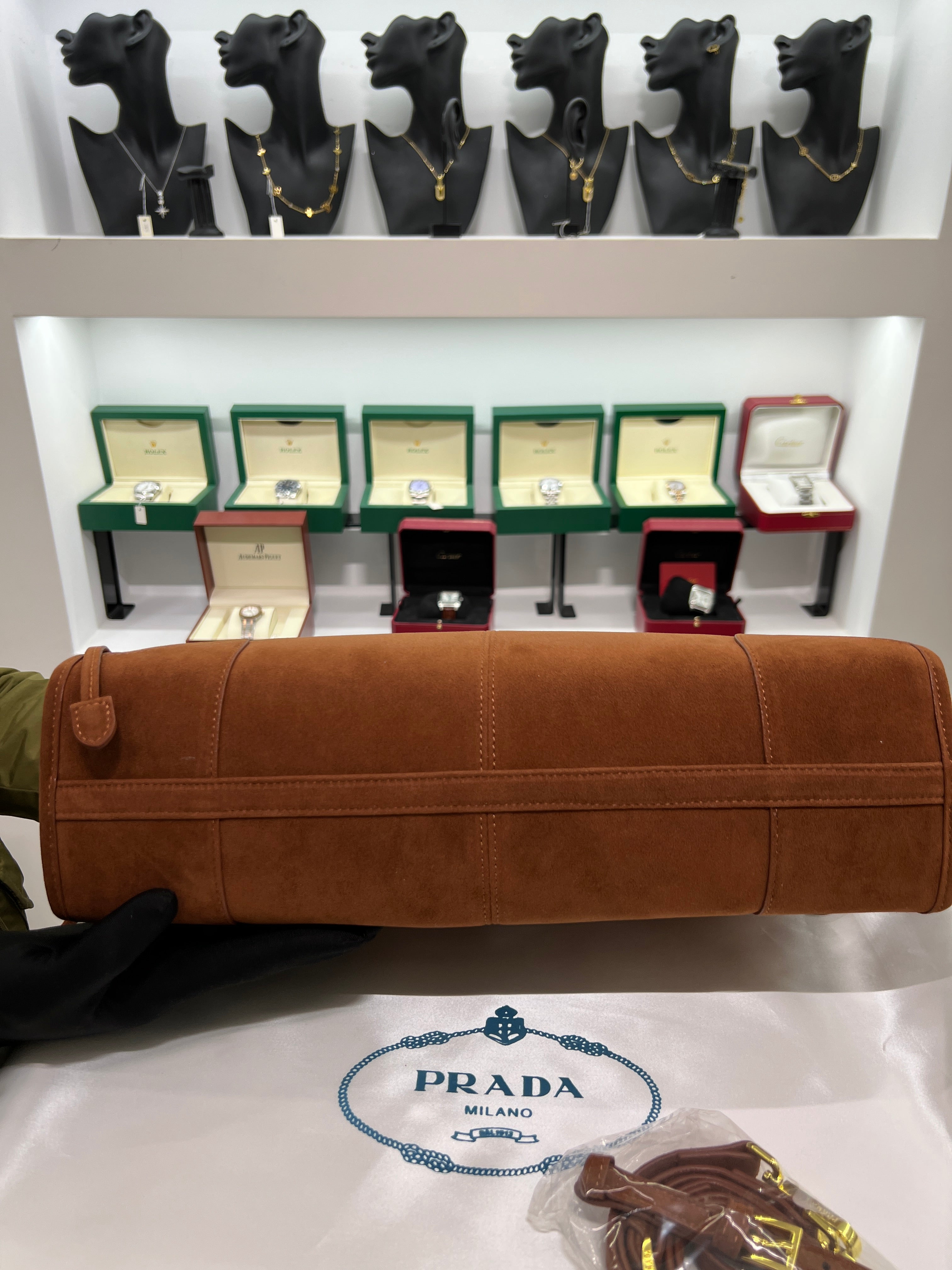 Suede Belted Top-Handle large Bag