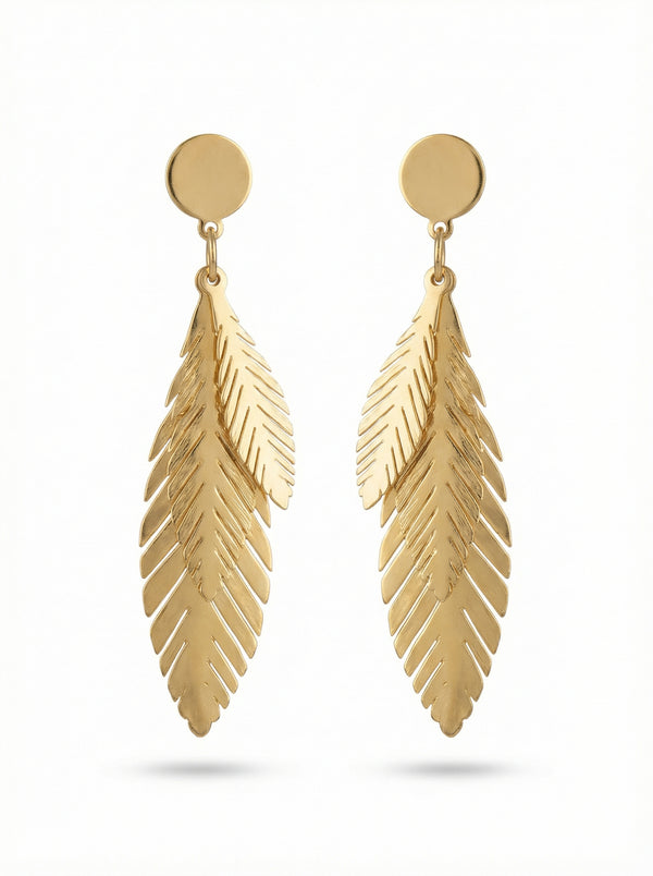 أقراط الريشة الذهبية الكبيرة | Large Gold Feather Earrings