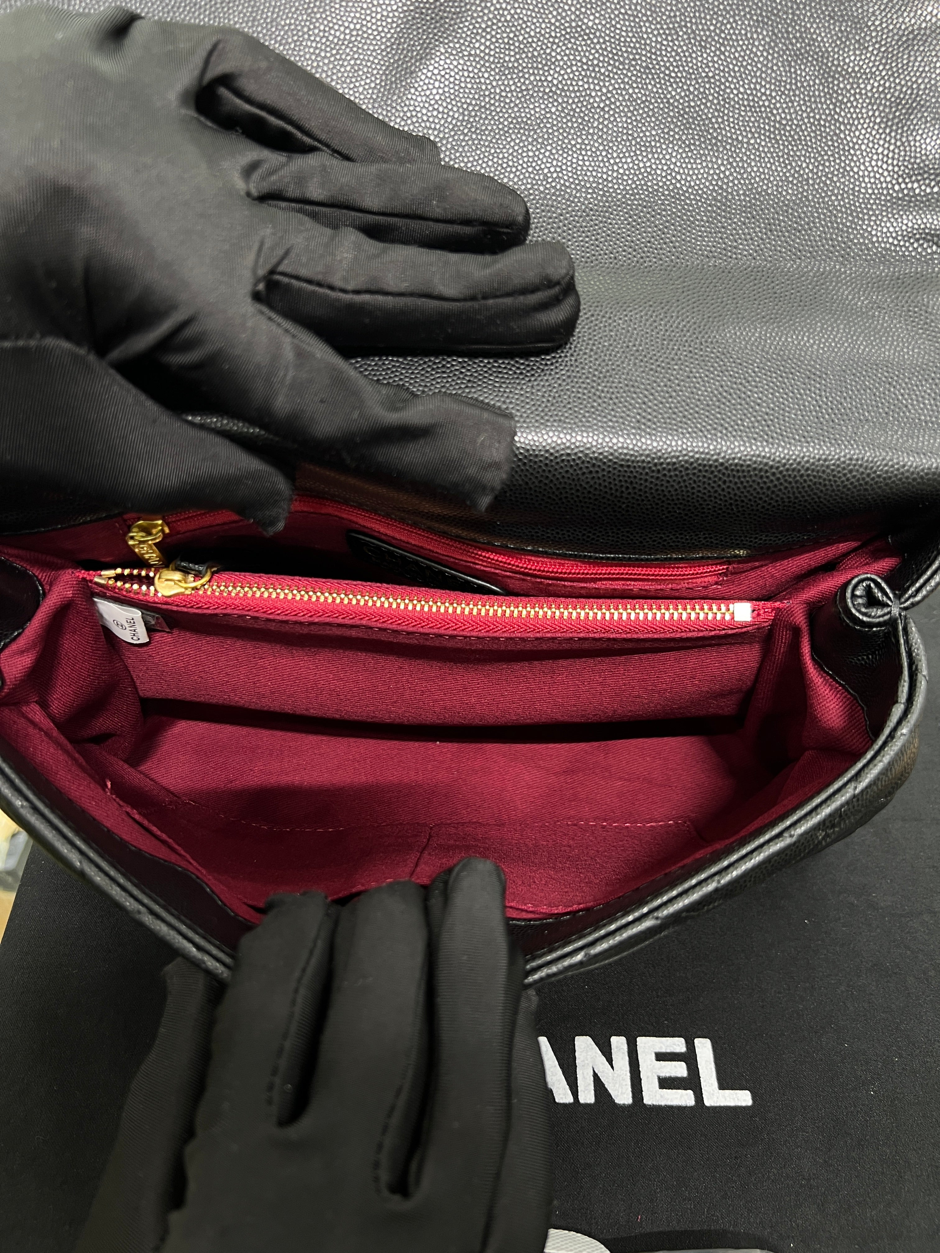 Handle Flap Bag – Caviar Leather (Black)