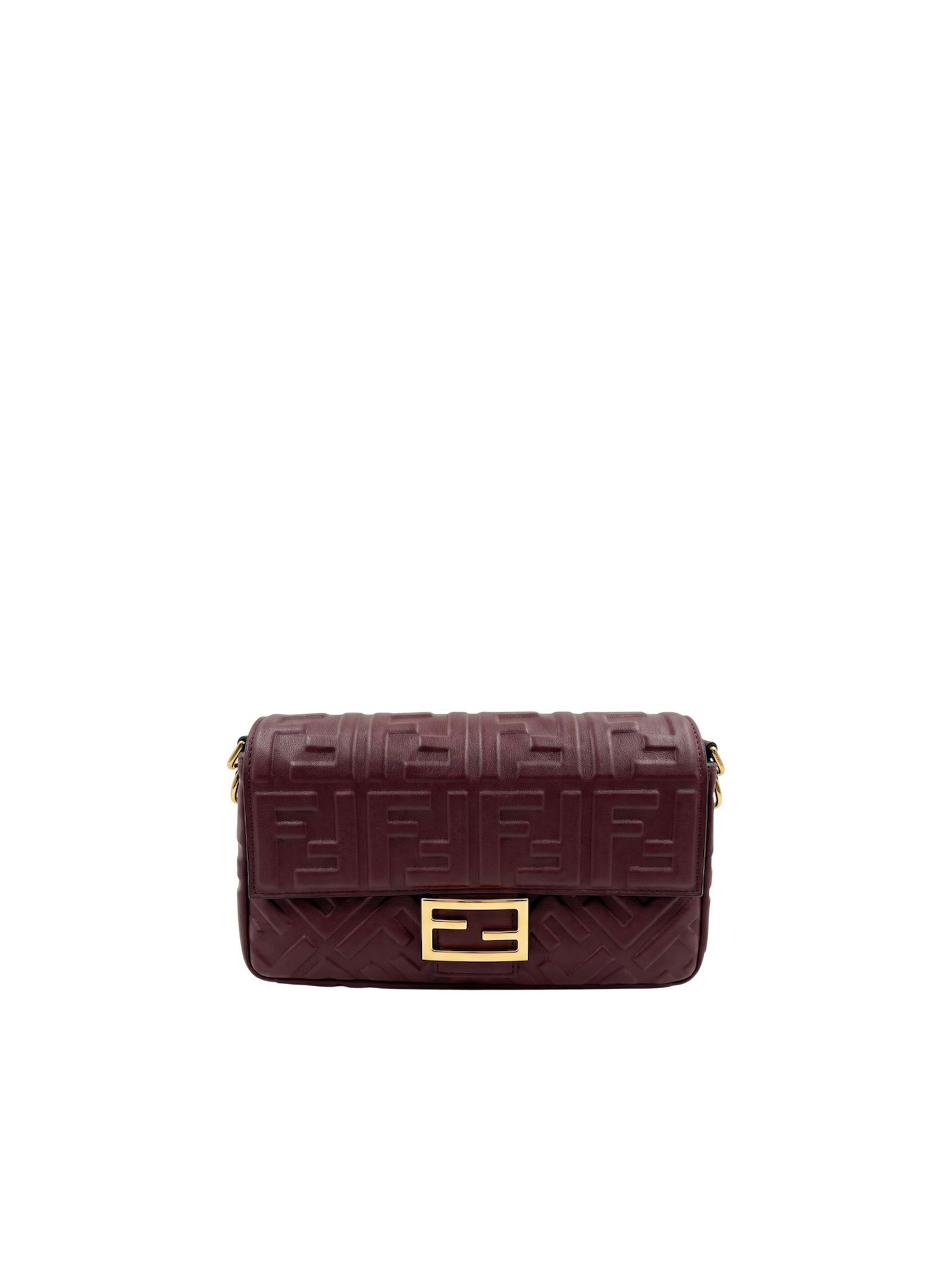 حقيبة باغيت برقندي الصغيره بنقشة FF بارزة
Baguette Bag – Burgundy Embossed FF