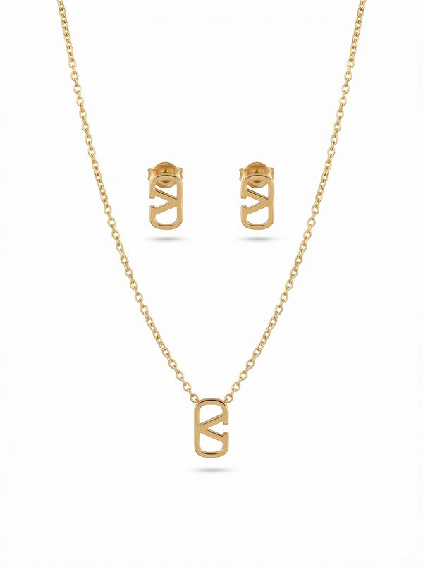 طقم مجوهرات كلاسيكي من قطعتين | Two-Piece Classic Jewelry Set