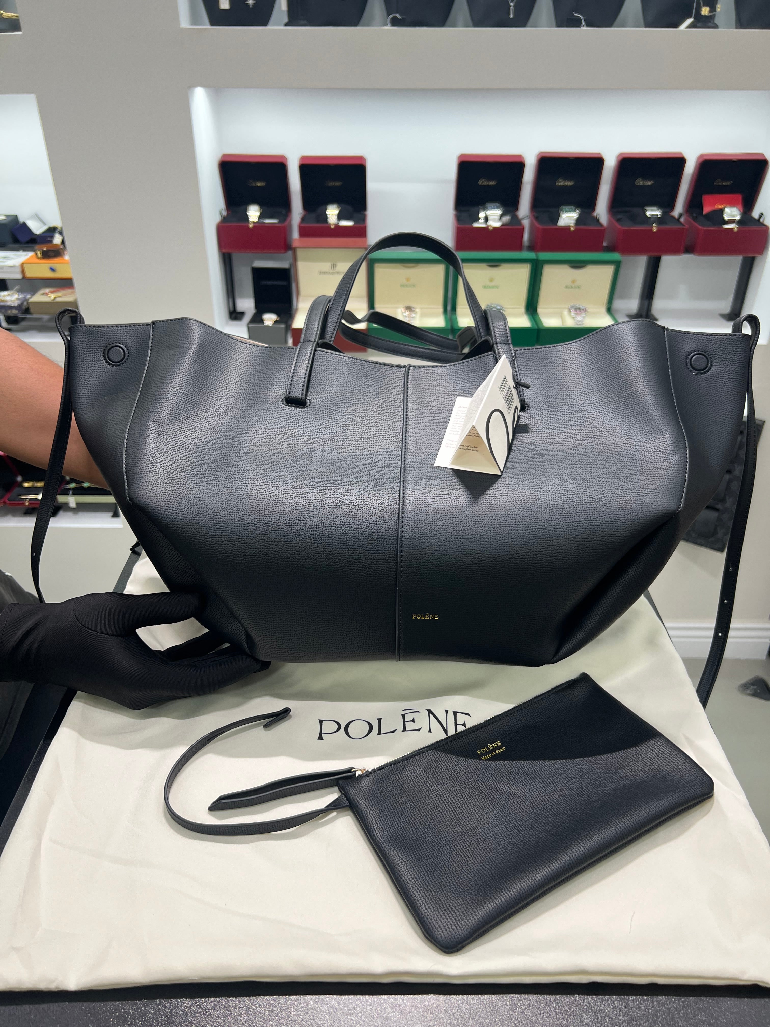 POLĒNĖ CYME BLACK LEATHER LARGE (حجم كبير )