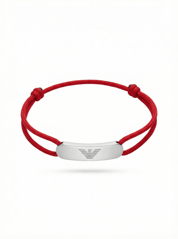 سوار خيط بلوحة مربعة – أحمر | Cord Bracelet Square Plate – Red
