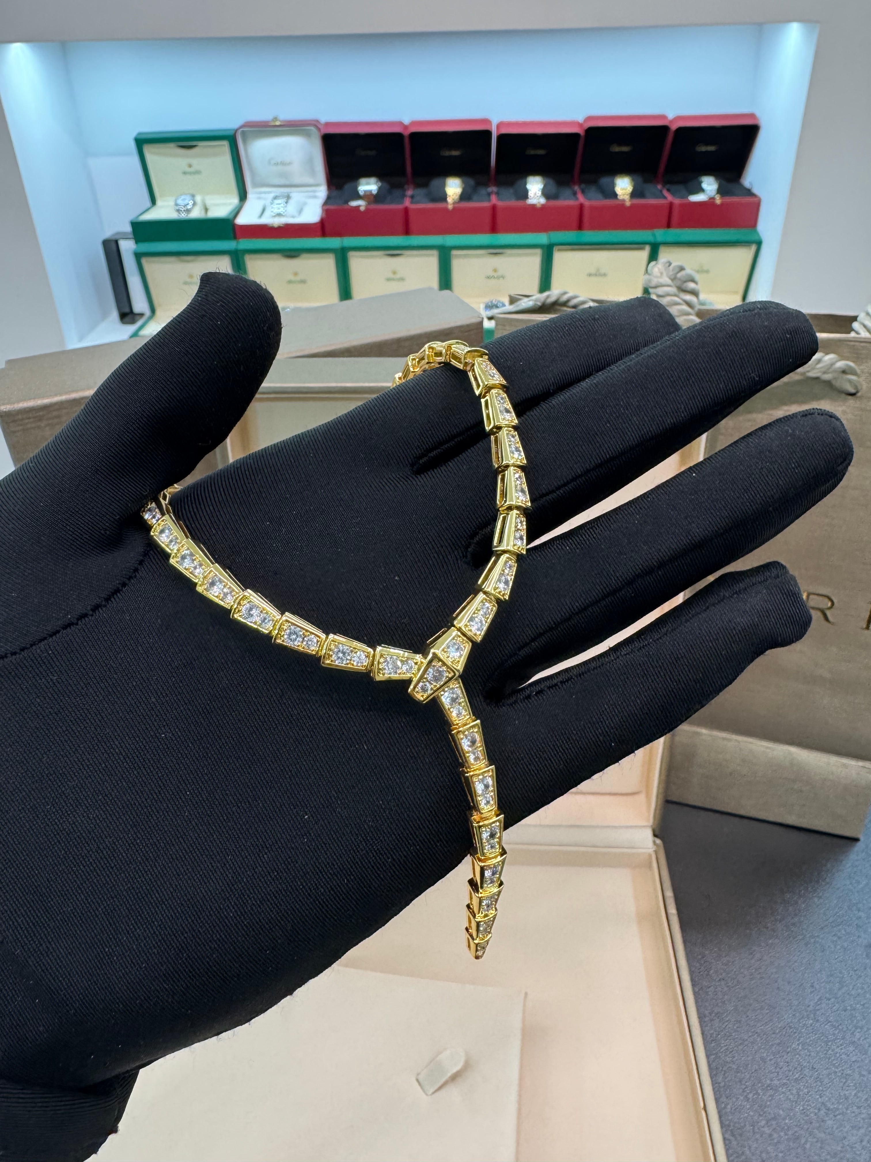 Serpenti-Inspired Drop Necklace Set studded