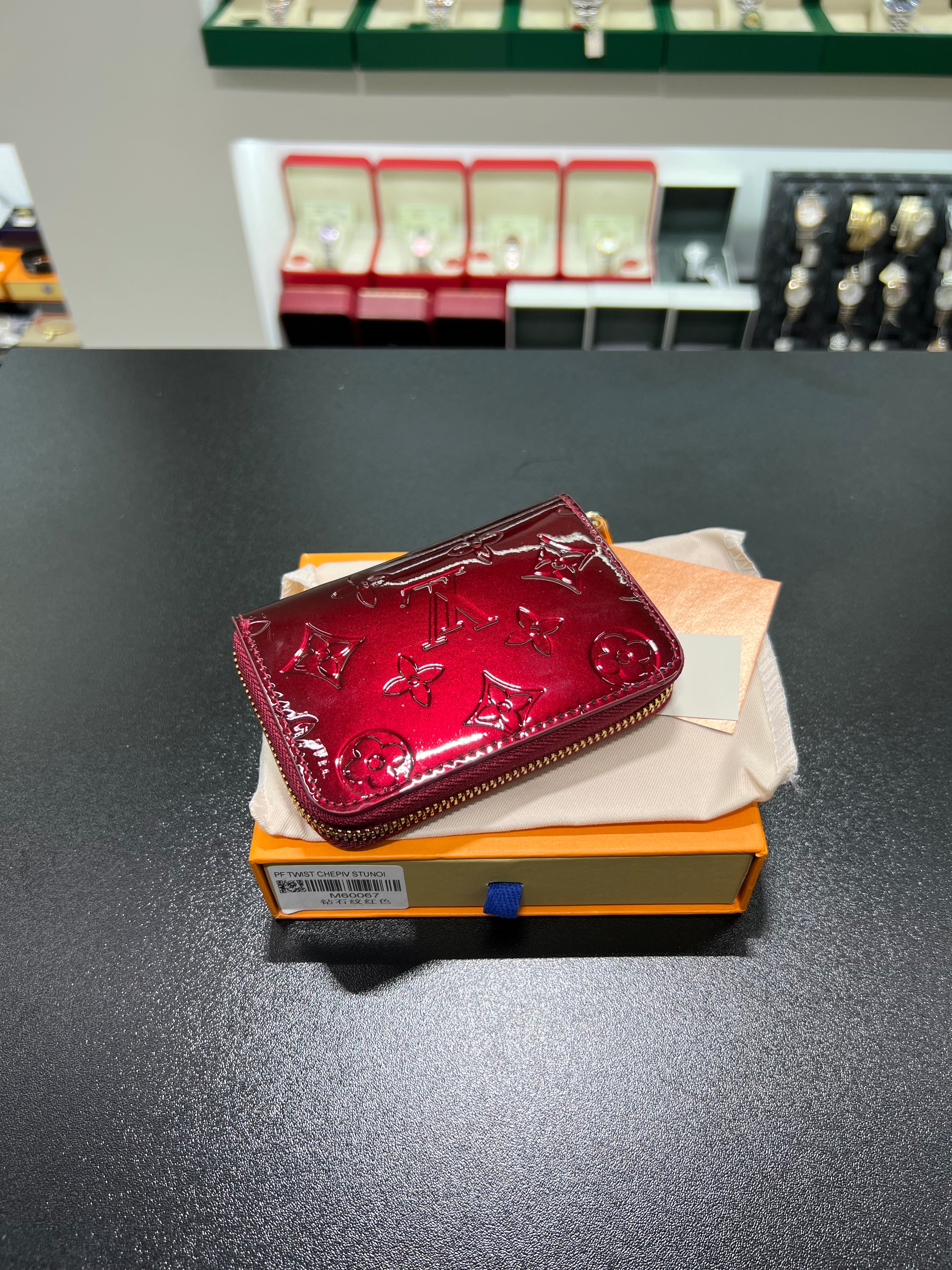 LV shiny burgundy wallet