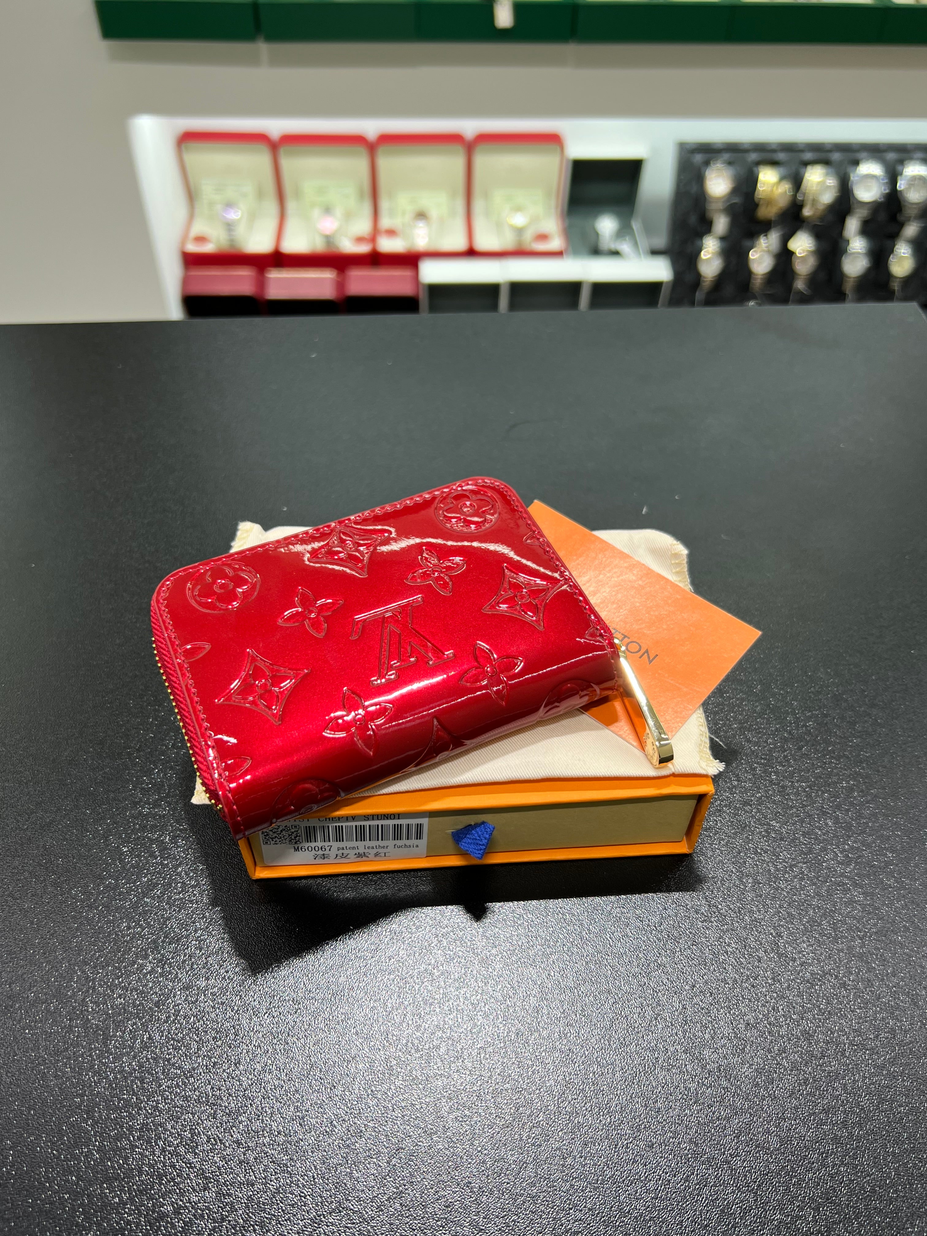 LV shiny red wallet