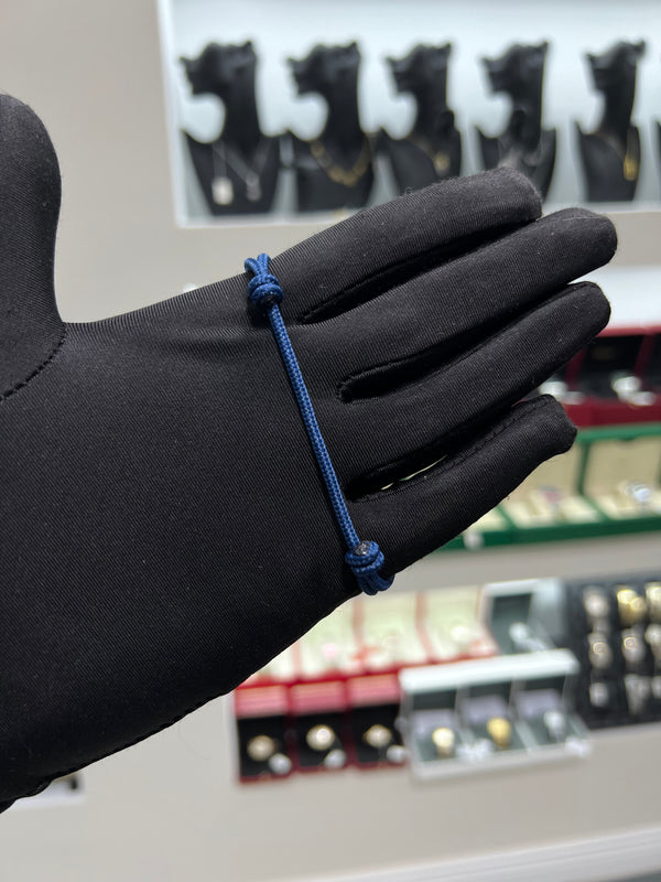سوار خيط بحلقة مفتوحة – أزرق كبير | Cord Bracelet Open Ring – Blue Large