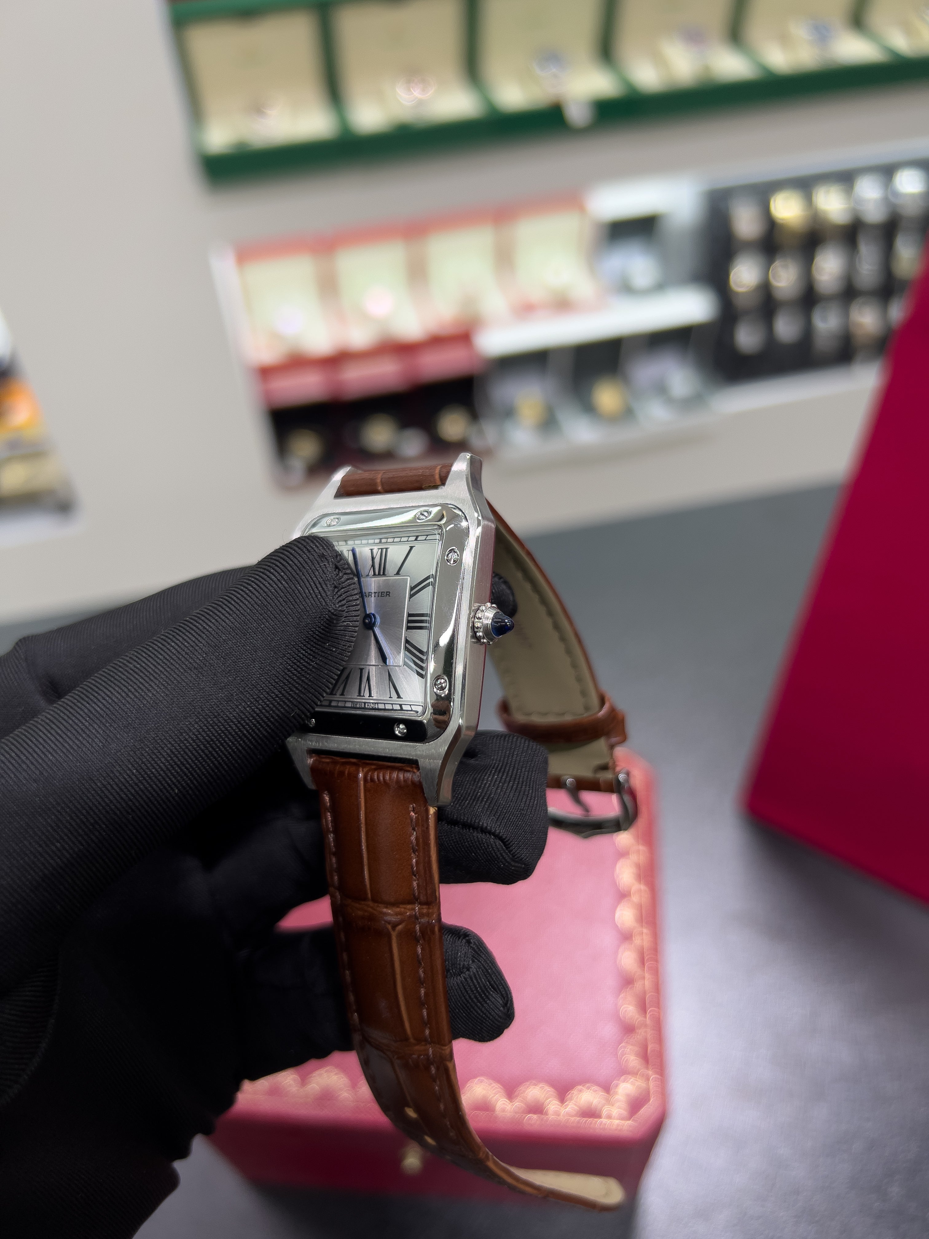 Cartiėr Santos brown leather