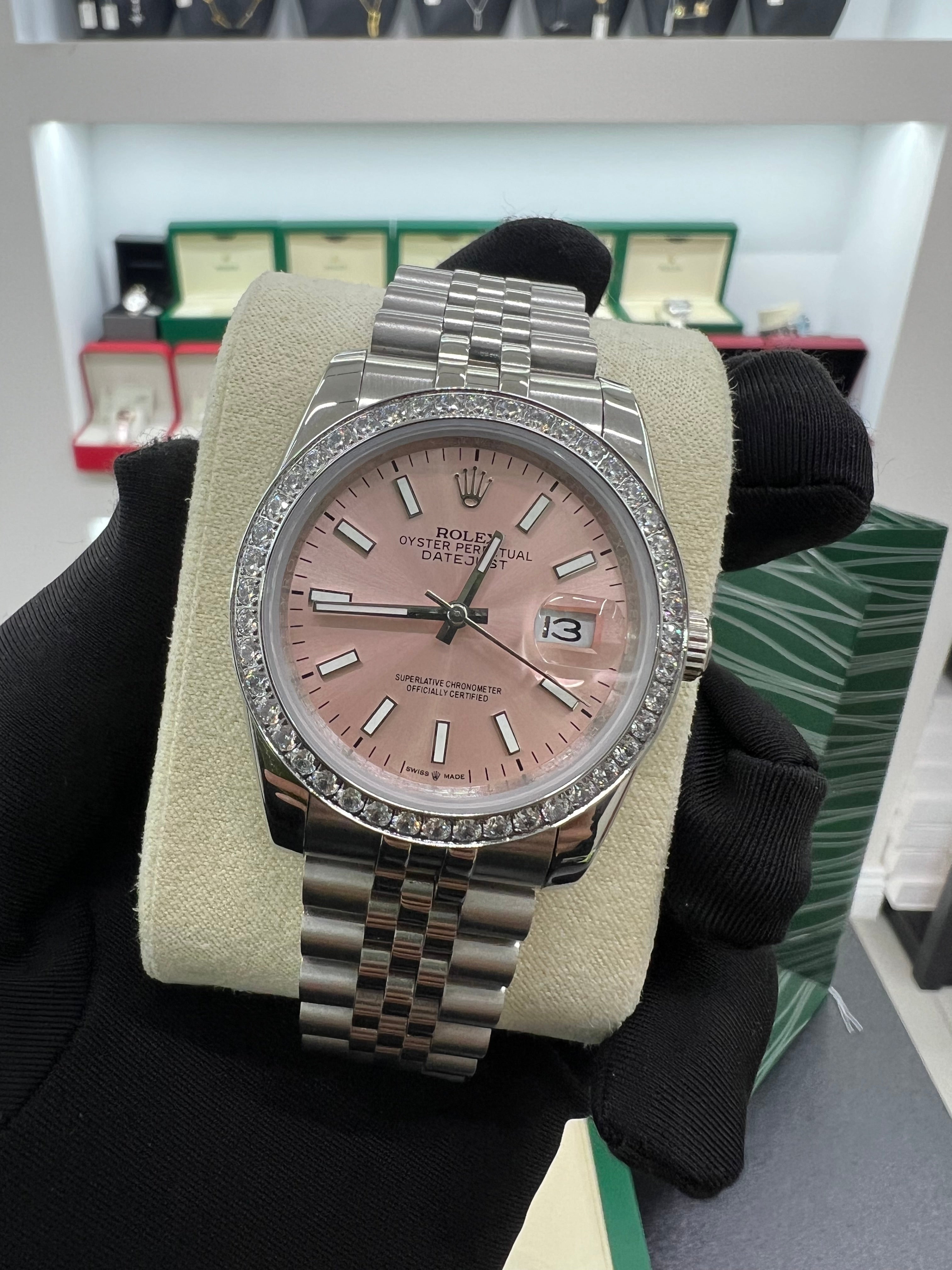 Datejust Pink Dial Diamond Bezel size 36