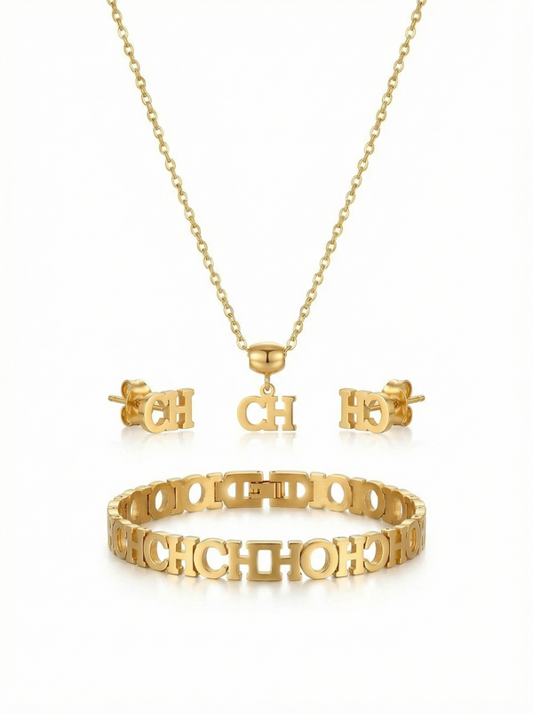 طقم مجوهرات بتعليقة صغيرة | Gold Jewelry Set – Small Pendant