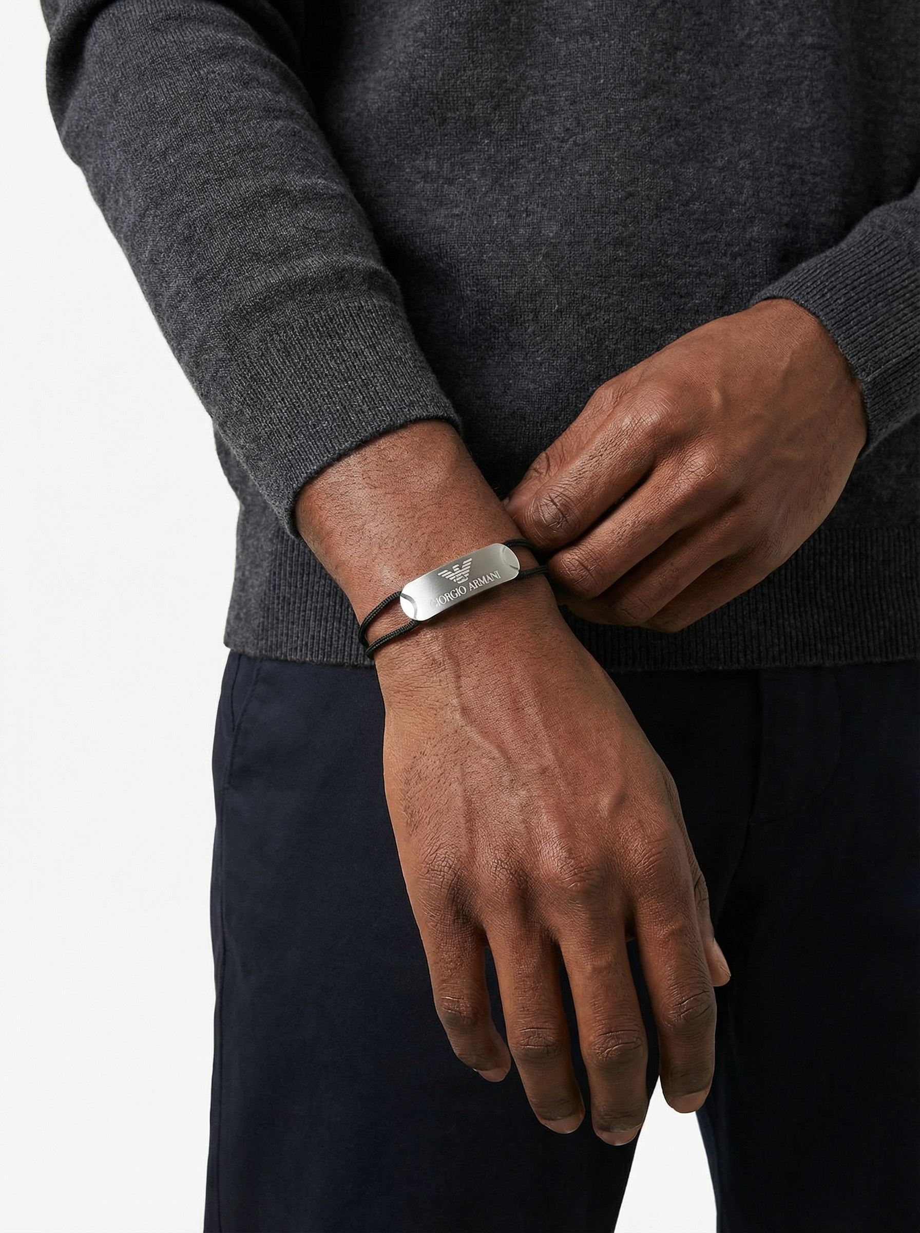 سوار خيط أرماني شعار المربع اسود