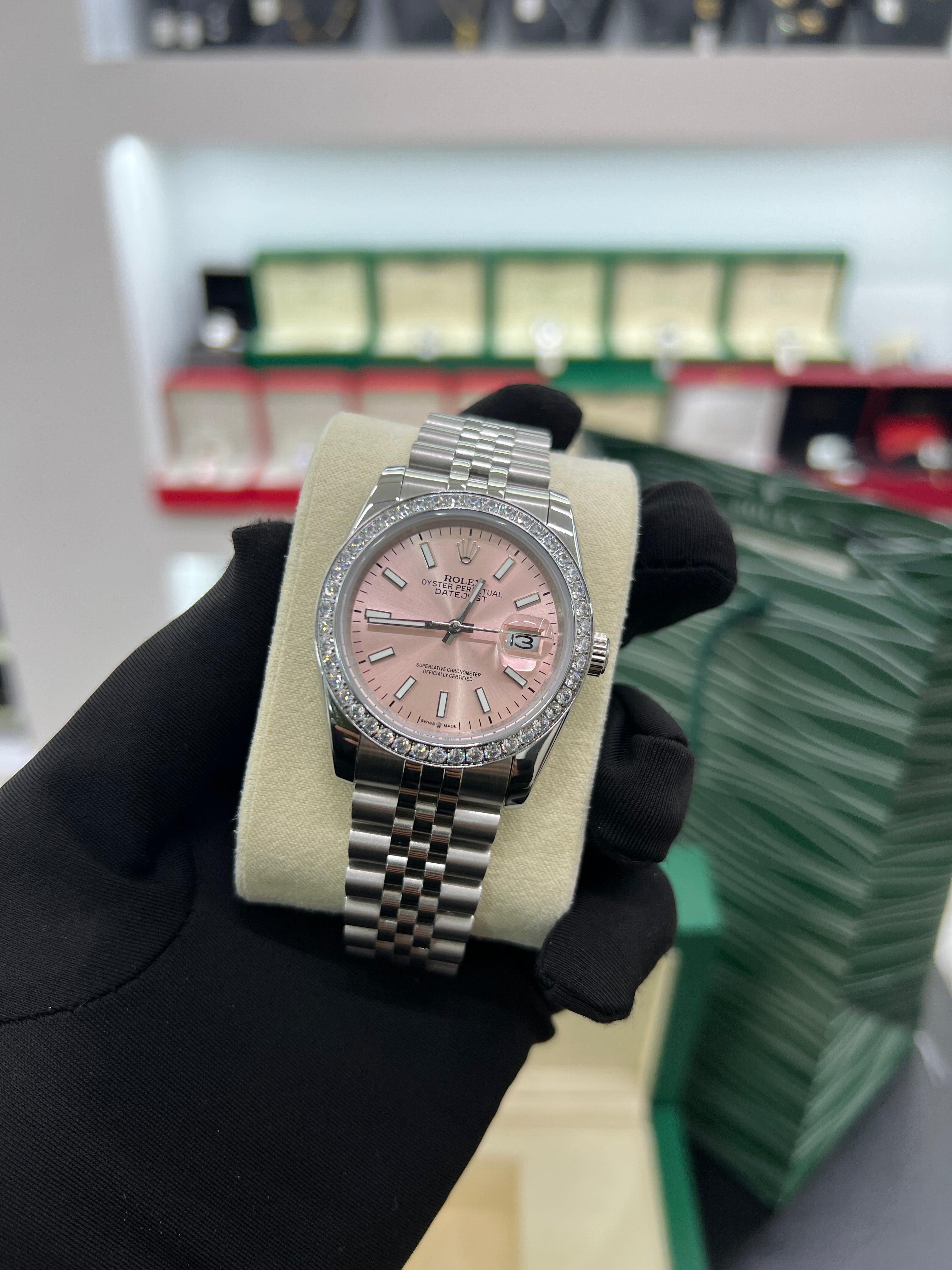 Datejust Pink Dial Diamond Bezel size 36