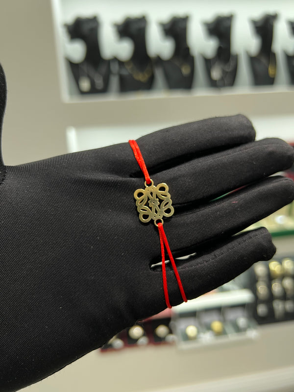 سوار خيط بنقشة هندسية – أحمر | Cord Bracelet Geometric Motif – Red