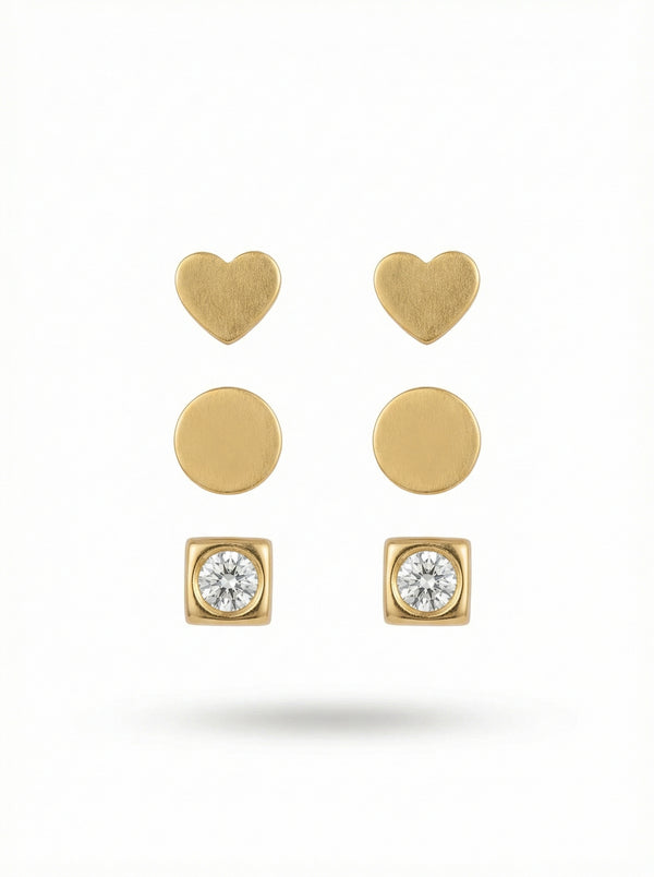 أقراط كووري الثلاثية | Cuore Triple Heart Earrings