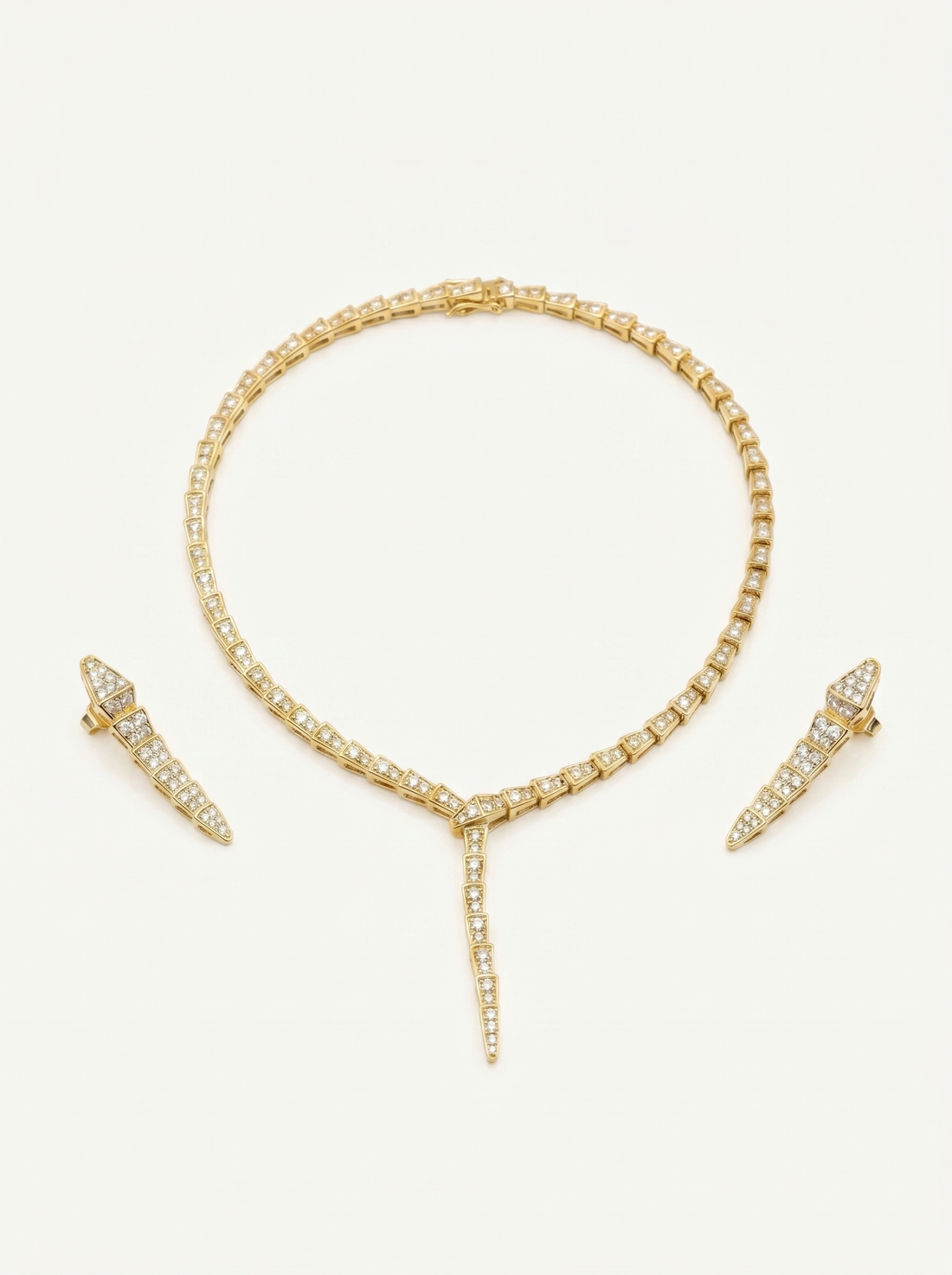 Serpenti-Inspired Drop Necklace Set studded (خراص طويل)