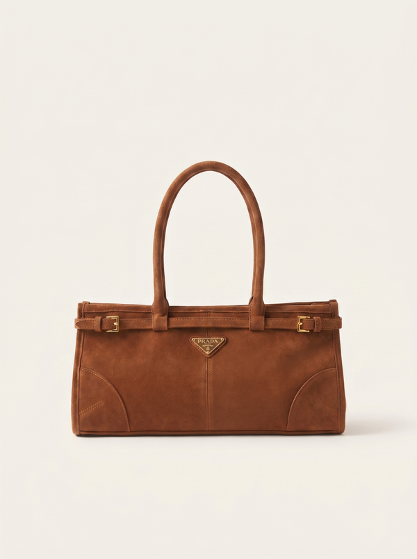 Suede Belted Top-Handle medium Bag